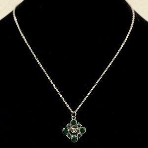 Elegant Silver and Green Pendant Necklace